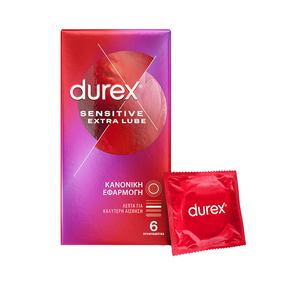 DUREX - Προφυλακτικά Sensitive Extra Lube (κανονική εφαρμογή) - 6τεμ.